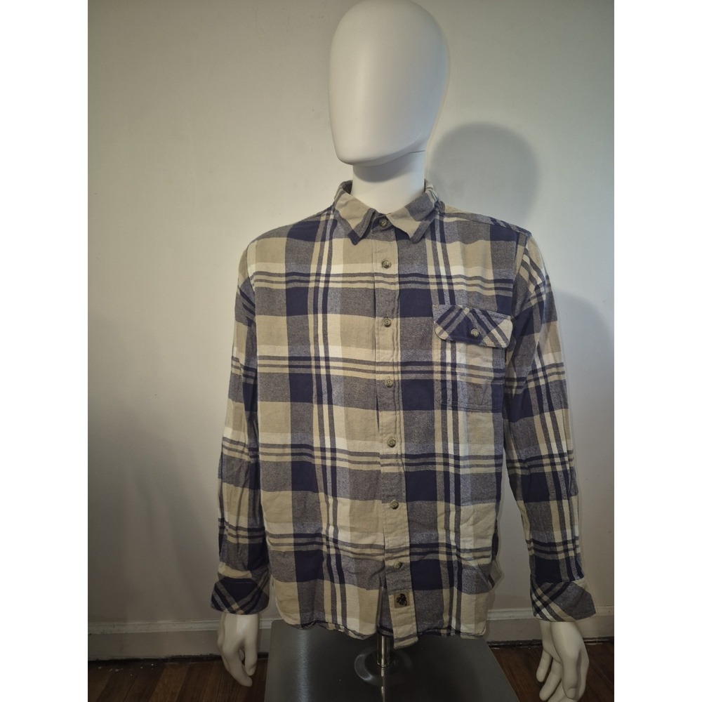Legendary Whitetails Mens Flannel Shirt w/ Corduroy Trim Large Tan Plaid (A)